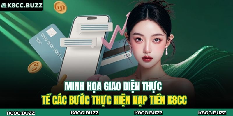 Minh họa giao diện thực tế các bước thực hiện nạp tiền K8CC